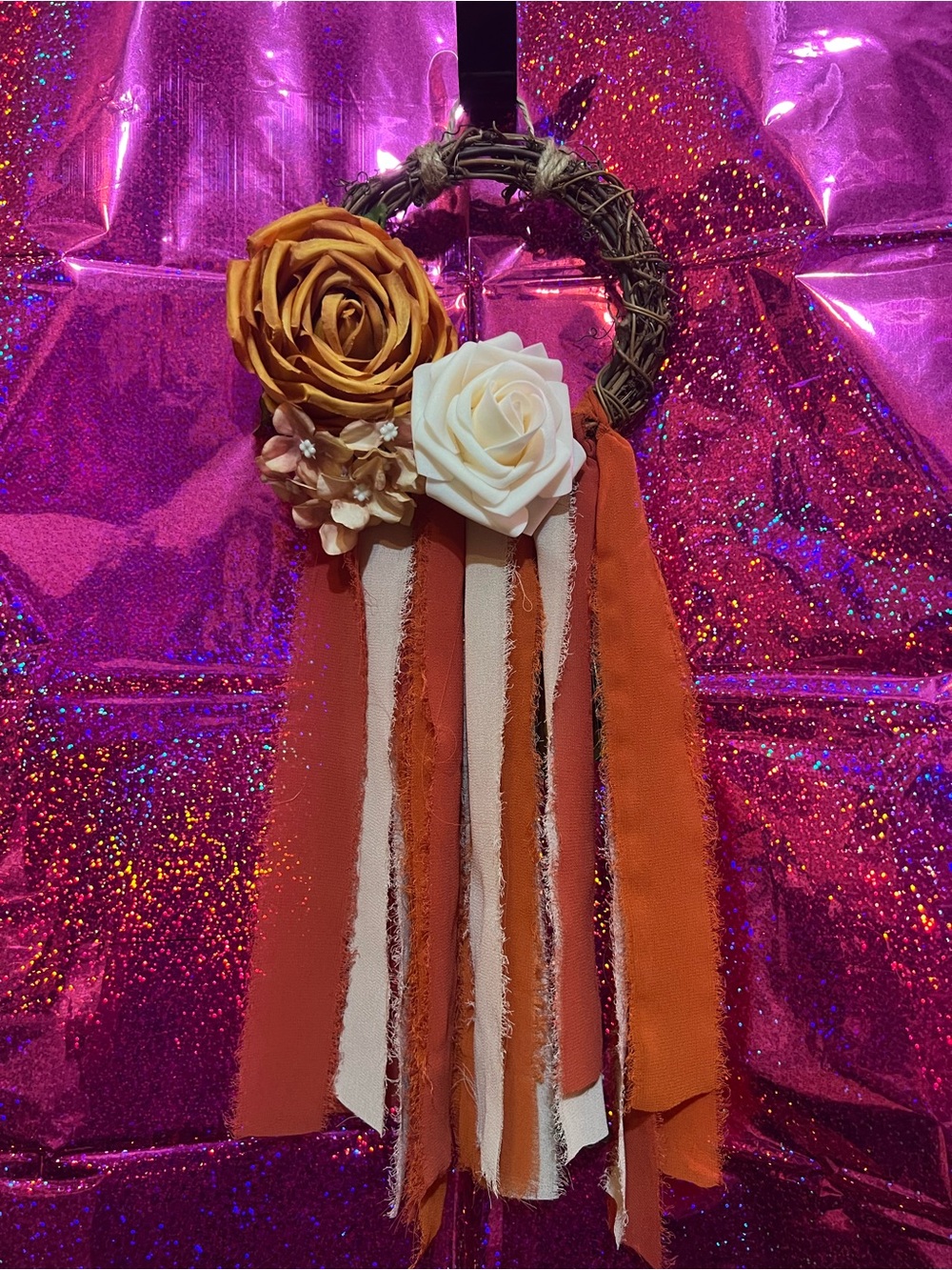 Handcrafted Rust and Cream Floral Witch’s Bells